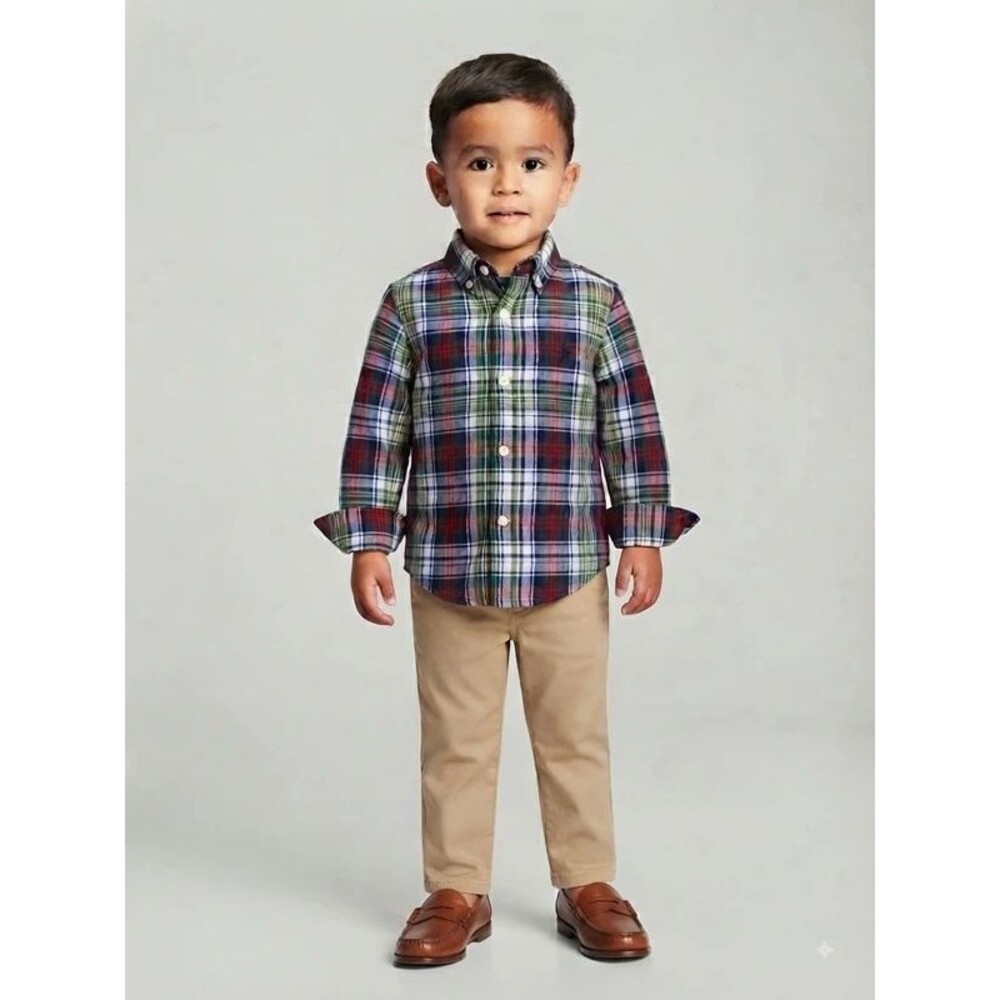 Ralph Lauren Multi Color Plaid Oxford Button Down Shirt Size 3T